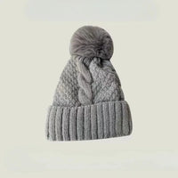 Gorro Invierno Mujer Pompón Piel - Tejido Twist Plush Beanie Ski Snow Cálido
