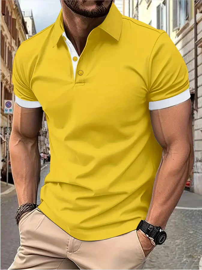 Men's Color Block Polo Shirt – Short Sleeve Casual Summer Top