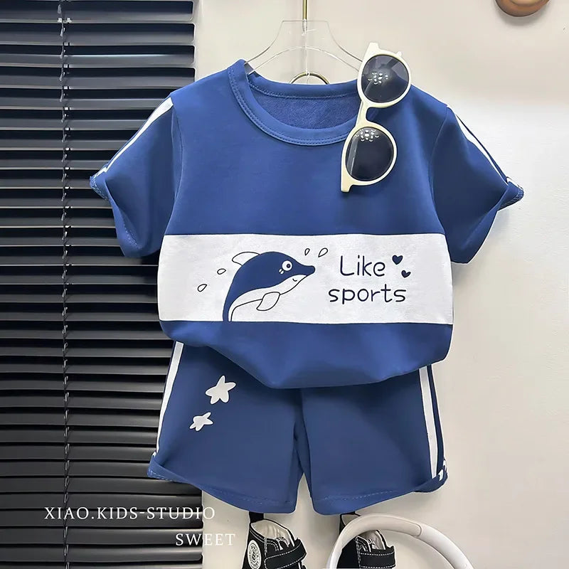 Toddler Striped Summer Set - Cotton Blend Top & Shorts