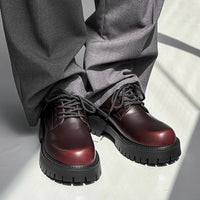 Men's Genuine Leather Platform Derby Shoes - Waterproof Casual Loafers
