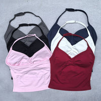 Conjunto Yoga 2 Piezas Mujer - Top Halter Sin Espalda y Shorts Cintura Alta Seamless