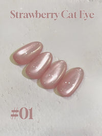Glitter Cat Eye Gel Nail Polish — Whitening Strawberry Pink, Glass Bead Effect, 10ml