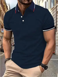 Contrast Color Striped Polo Shirt | Men’s Casual Short Sleeve Summer Top