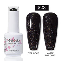 No-Wipe Top Coat & Sticky Base Coat UV Gel Polish — Long-Lasting, MSDS Certified, 15ml