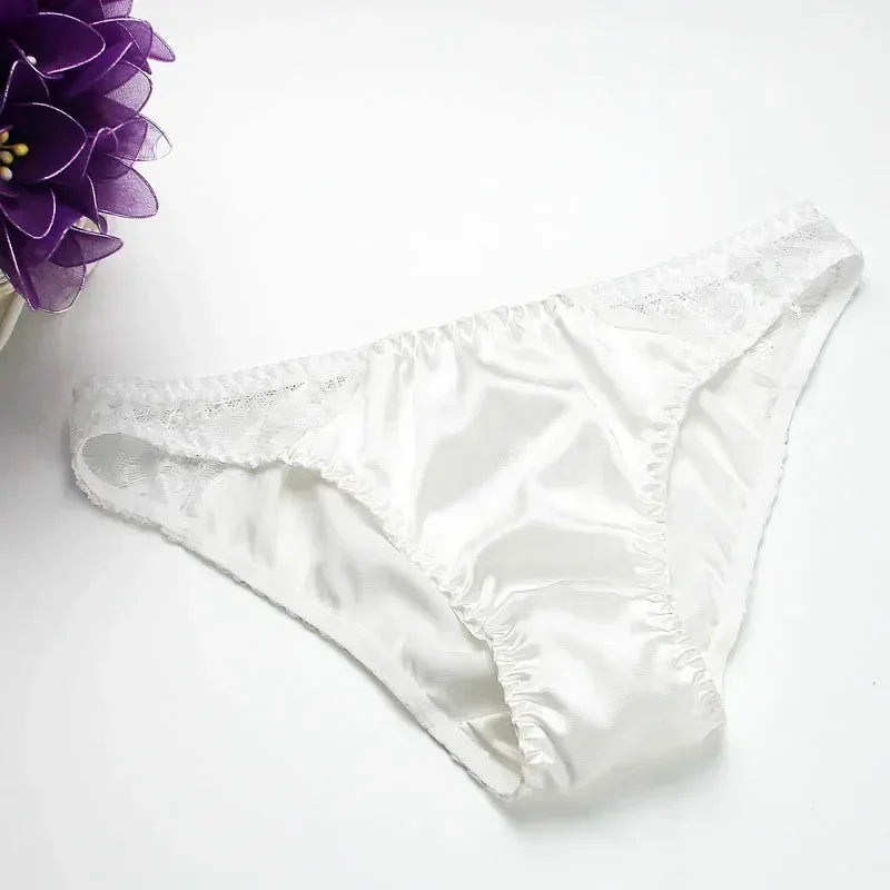 100% Mulberry Silk Panties – Lace G-String Underwear for Women | Breathable & Antibacterial (M–XXL)