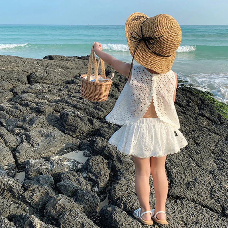 Girls Lace Trim Summer Set - Sleeveless Top & Shorts | Ages 4-6Y