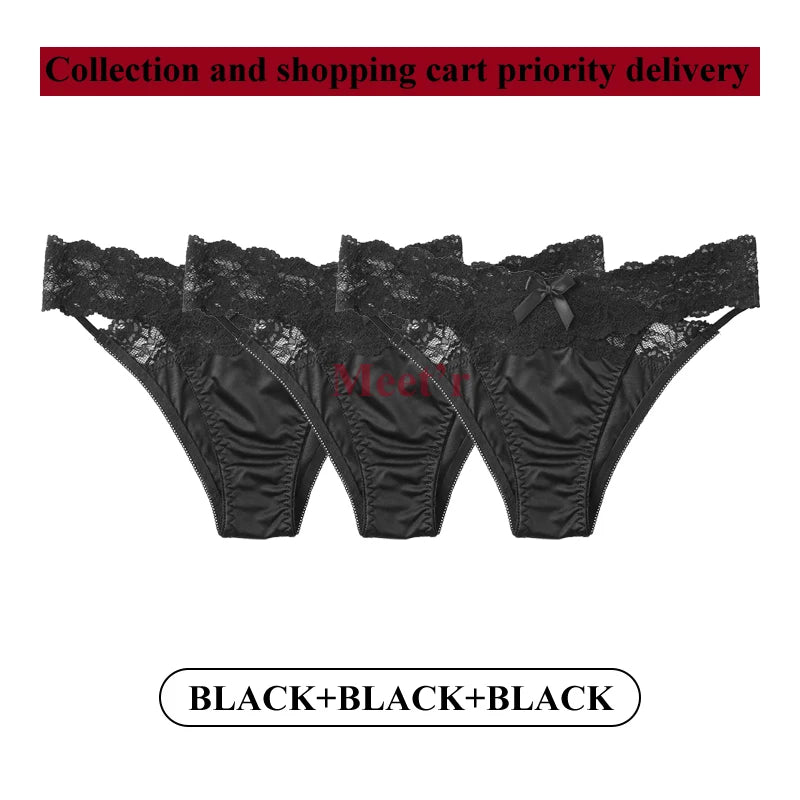 3-Pack Lace G-String Panties – Low-Rise, Breathable Hollow Lace | Women's Underwear Set