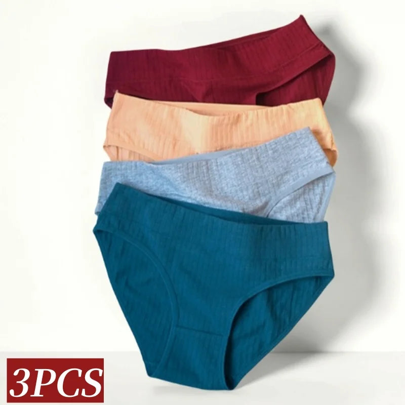 Set de 3 Panties de Algodón - Ropa Interior de Talle Bajo M-XL