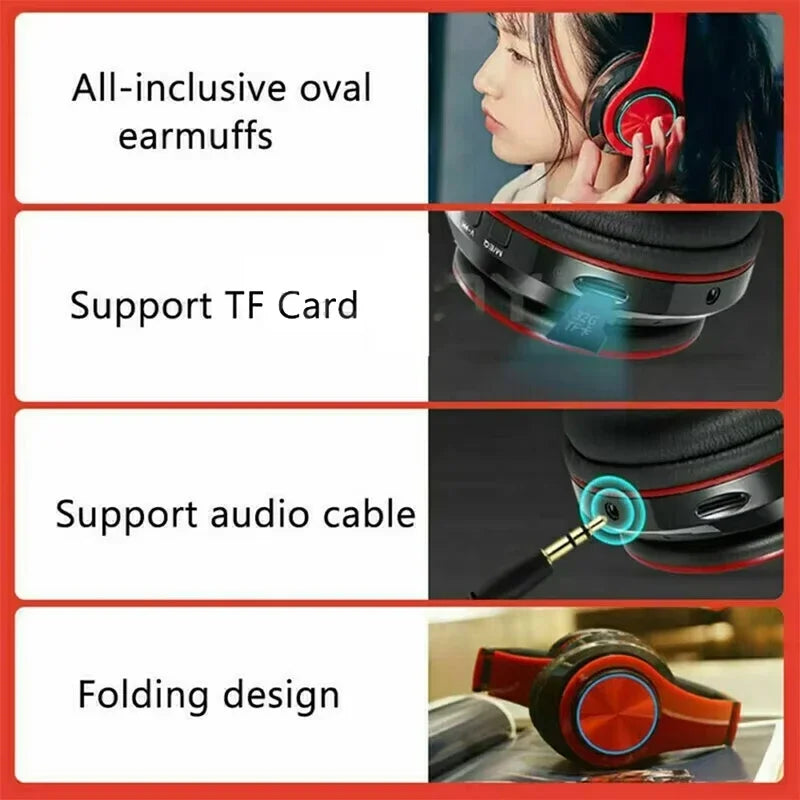 Wireless Bluetooth Headphones with Active Noise Cancellation & RGB Lighting – Over-Ear HIFI Stereo Headset with Mic
