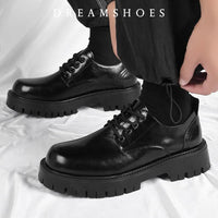 Men's Genuine Leather Platform Derby Shoes - Waterproof Casual Loafers