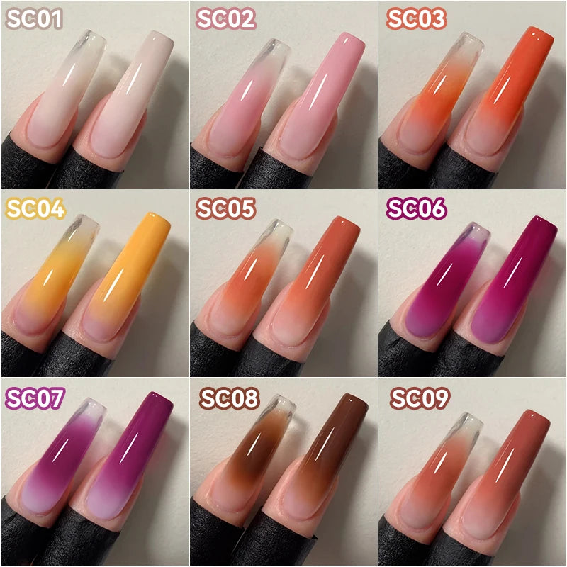 9-Color Gradient Gel Nail Art Set – 4-in-1 UV/LED Gel | Stamping, Painting & Ombre | DIY & Pro