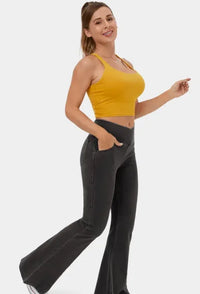 Women's High-Waist Crossover Flare Denim Pants - Hip-Lifting Stretch