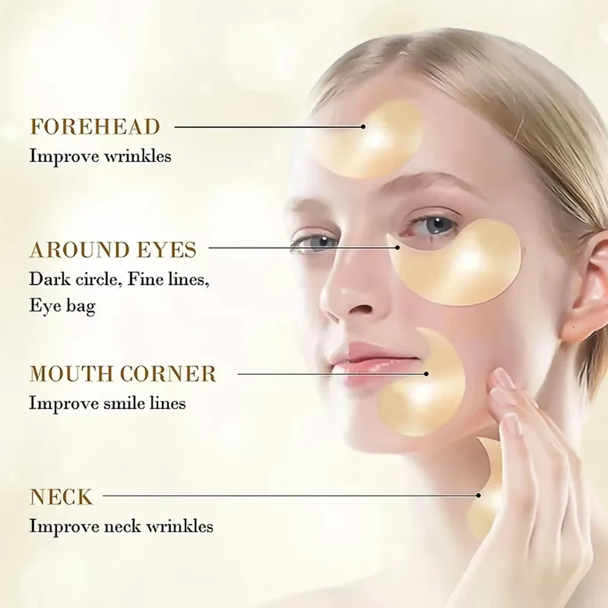 YOUNGCOME 60pc Hyaluronic Acid Eye Masks – 24K Gold, Dark Circles, Puffiness & Anti-Aging (30 Pairs)