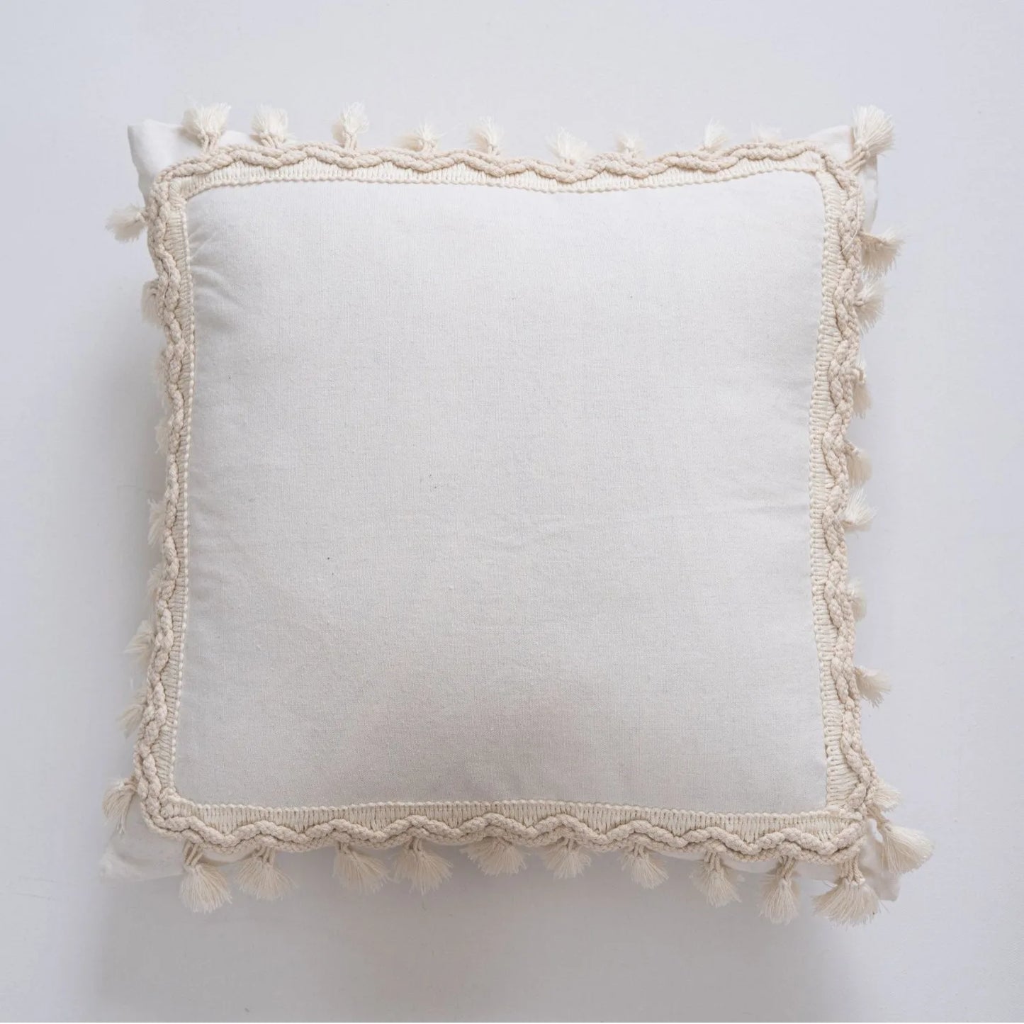 Wabi Sabi Linen & Cotton Fringe Cushion Cover | Handmade Boho Pillow Case