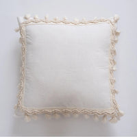 Wabi Sabi Linen & Cotton Fringe Cushion Cover | Handmade Boho Pillow Case