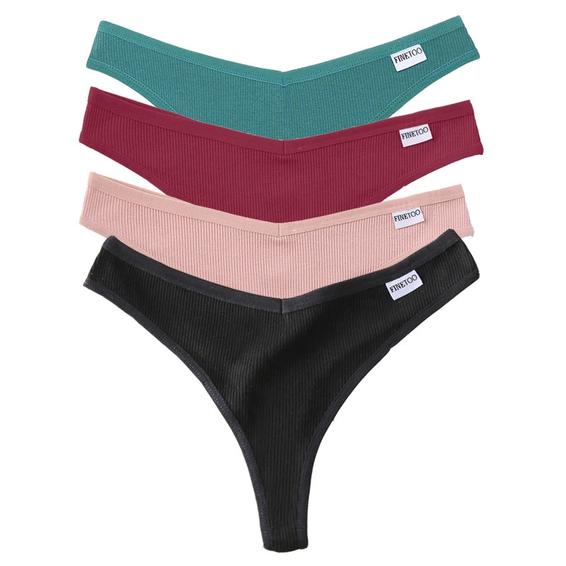 Set de 4 Panties de Algodón Talle V - Tanga G-String FINETOO