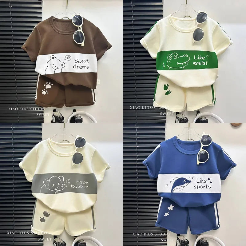 Toddler Striped Summer Set - Cotton Blend Top & Shorts