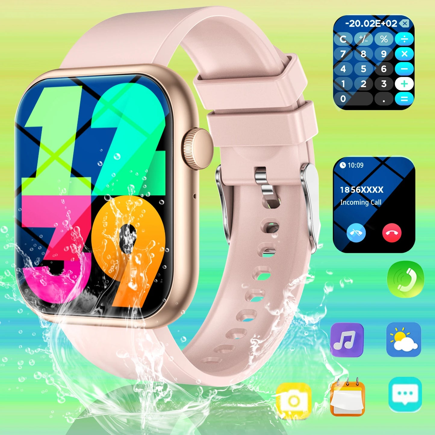 Calling Smart Watch with Women & Men, 1.83Inch/4.65cm HD Screen, IP68 Waterproof, with Wireless Calling, Multiple Sports Modes