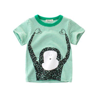 Boys Summer Cartoon Stripe T-Shirt | Short Sleeve Kids Tee Ages 2–9 Years