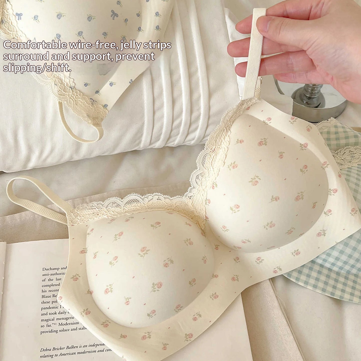 Women's Sweet Lace Wire-Free Push-Up Bra — Seamless, Anti-Sag, 3/4 Cup