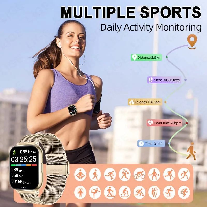 LIGE Y28 Smart Watch | 1.83" HD Bluetooth Calling Heart Rate Sleep Monitor Fashion Smartwatch for Android & iOS