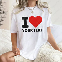 Unisex Custom "I Love" Text T‑Shirt, Polyester