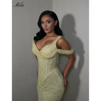 Mila Yellow Strapless Evening Dress - Elegant Sheath Gown