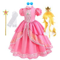 Lace Puff Sleeve Ball Gown – Elegant Princess Party Dress for Girls Ages 4–8