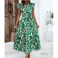 Floral Flying Sleeve Lace-Up Fairy Dress | A-Line Midi Women's Summer Dress