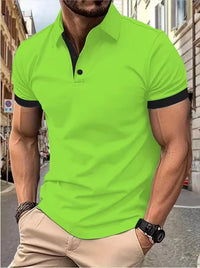 Men's Color Block Polo Shirt – Short Sleeve Casual Summer Top