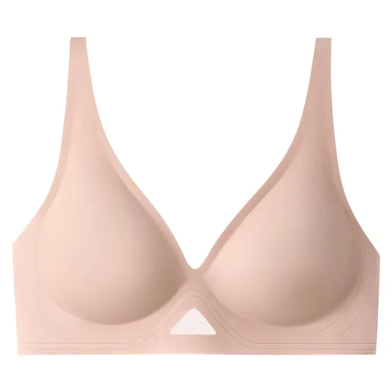 Deep V Mesh Push-Up Bralette | Wire-Free Seamless Padded Bra for Women | S–XL