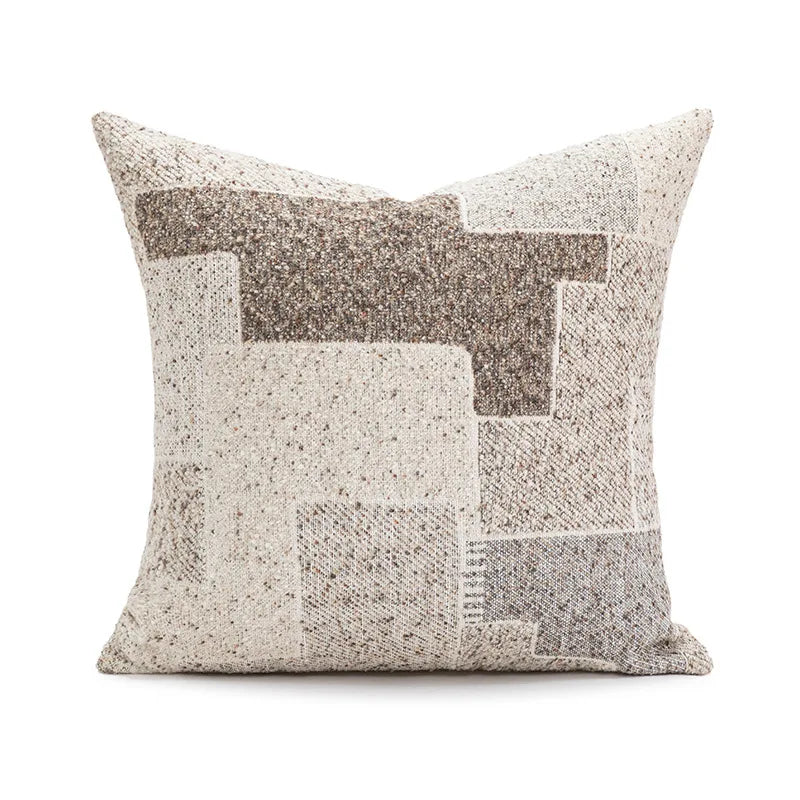 French Light Luxury Forest Jacquard Cushion Cover | Brown Patchwork Pillow Case