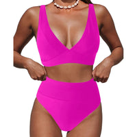 Bikini Talle Alto Cuello V - Traje de Baño Clásico de Dos Piezas