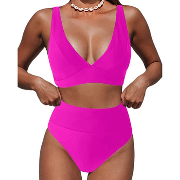 Bikini Talle Alto Cuello V - Traje de Baño Clásico de Dos Piezas
