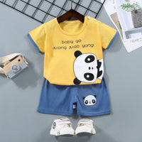 Kids Pure Cotton Summer Set - Cartoon T-Shirt & Shorts 2-Piece