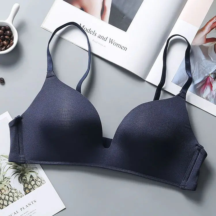Ultra-Thin Ice Silk Wireless Push-Up Bra – Seamless Gather Bralette | 3/4 Cup | Everyday Lingerie