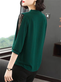 Bow Tie Blouse – Loose Fit Half Lace Sleeve Women's Top