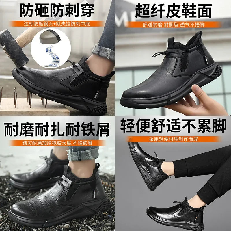 Zapatos de Seguridad para Hombre con Puntera de Acero - Impermeables y Resistentes