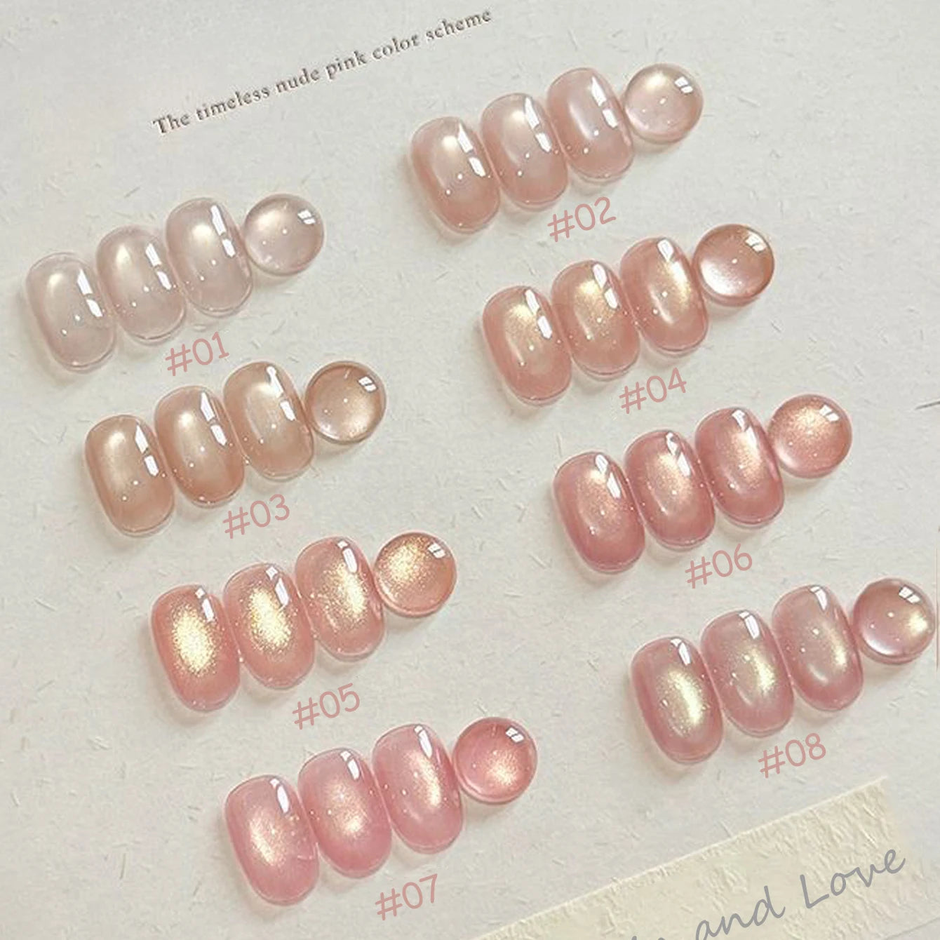 Glitter Cat Eye Gel Nail Polish — Whitening Strawberry Pink, Glass Bead Effect, 10ml