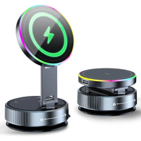 VIKEFON 15W MagSafe Car Mount Wireless Charger – Active Cooling, RGB Light, 360° Adjustable | iPhone 12–16
