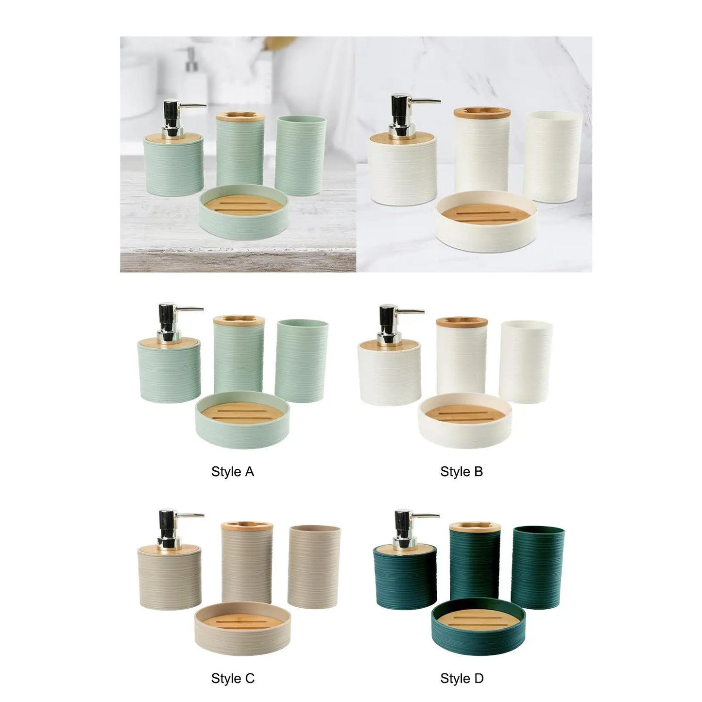 4-Piece Bathroom Accessories Set | Soap Dispenser, Toothbrush Holder, Cup & Soap Dish