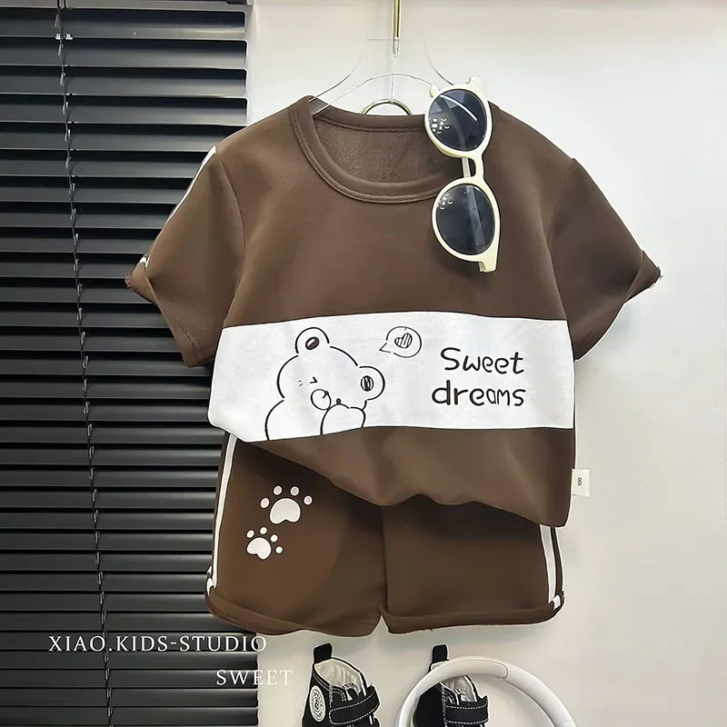 Toddler Striped Summer Set - Cotton Blend Top & Shorts
