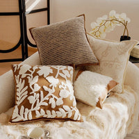 French Light Luxury Forest Jacquard Cushion Cover | Brown Patchwork Pillow Case