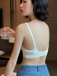 Deep V Mesh Push-Up Bralette | Wire-Free Seamless Padded Bra for Women | S–XL