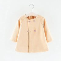 Autumn Winter New Fashion Solid Color Baby Girls' Coat 0-3Y, Korean Style Long Sleeve Warm Children's Outerwear