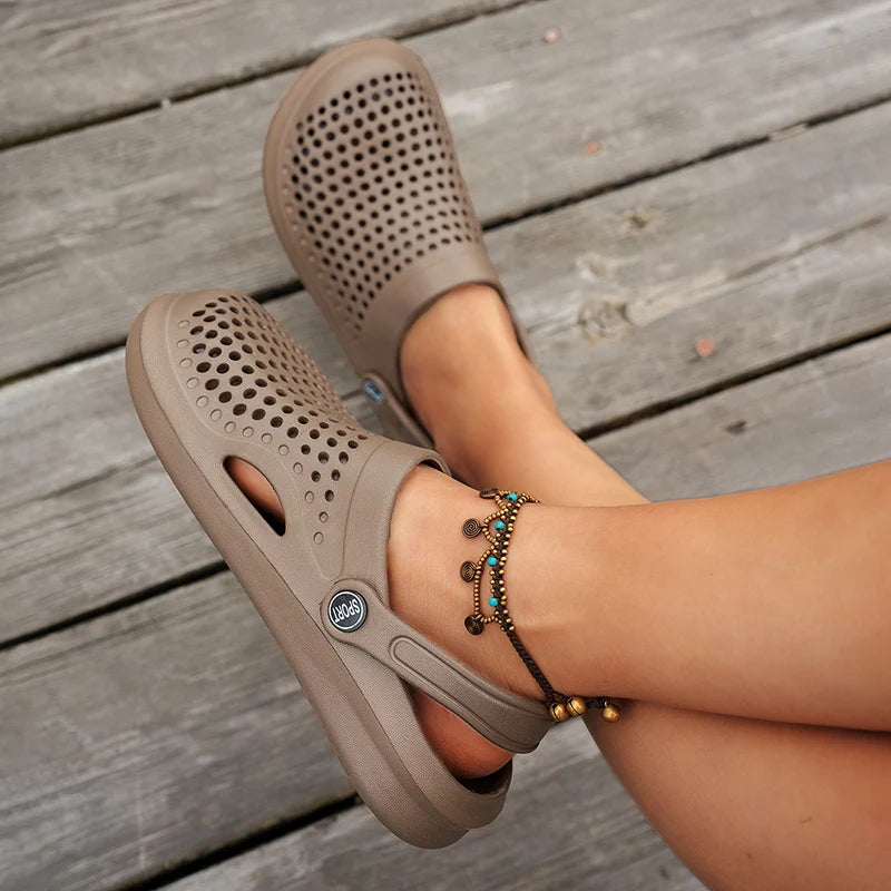 Women's Breathable EVA Flat Sandals | Hollow Out Non-Slip Beach Clogs | US 5–10.5