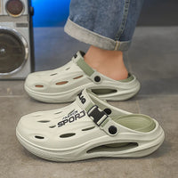 Men's Sport Clogs with Buckle Strap - Non-Slip EVA Beach & Driving Shoes