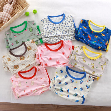 Kids Summer Animal Pajama Set - Short Sleeve Cartoon Sleepwear