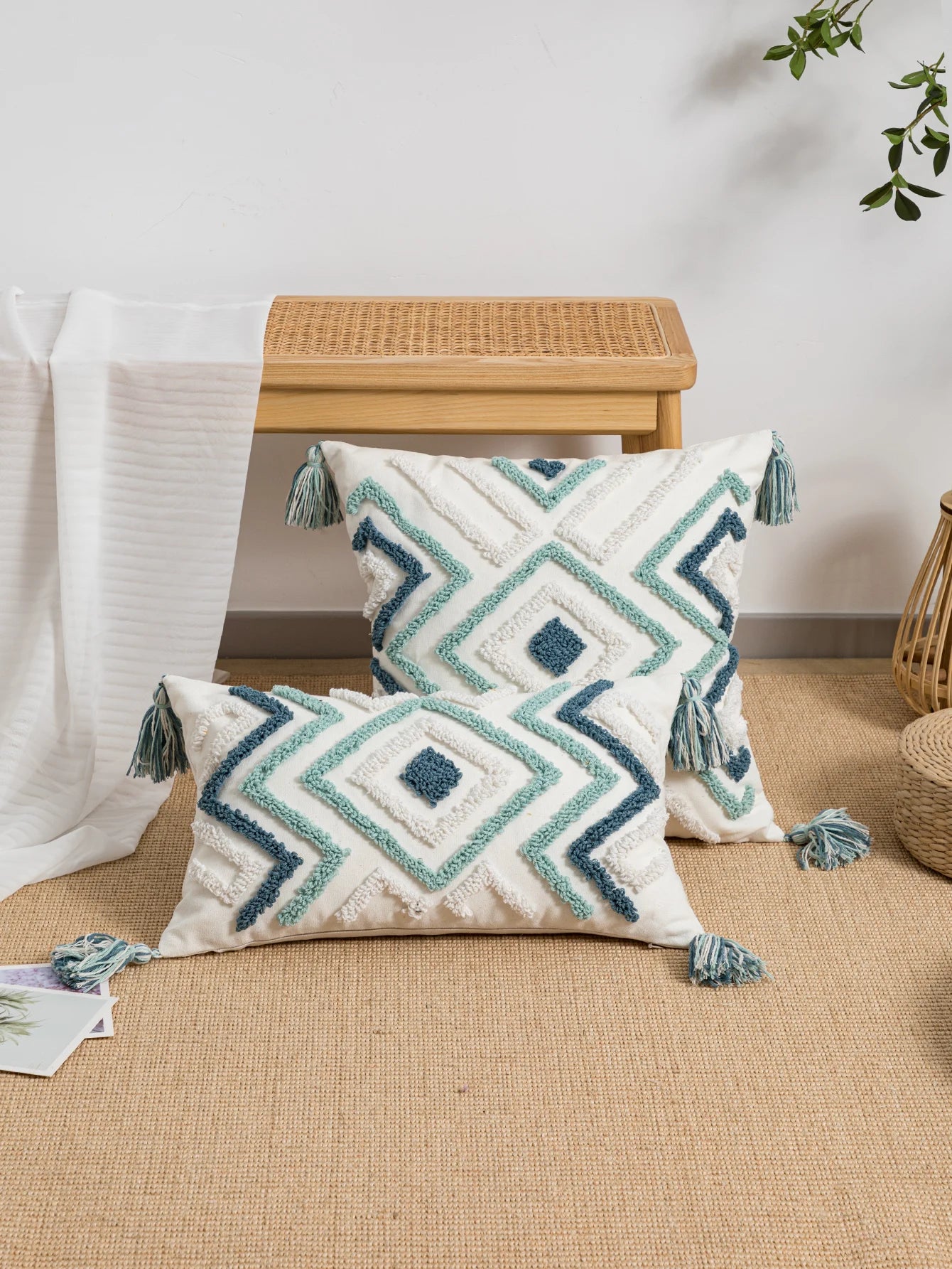 Geometric Bohemian Throw Pillow Cover | Modern Jacquard Cushion Case