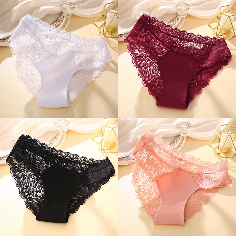 Set 4 Panties Sexy de Encaje con Transparencias - Lencería Elegante